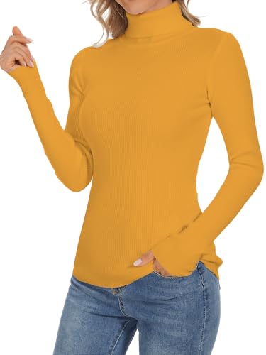 Image of Turtleneck Sweaters for Women Ribbed Long Sleeve Pullover Sweater