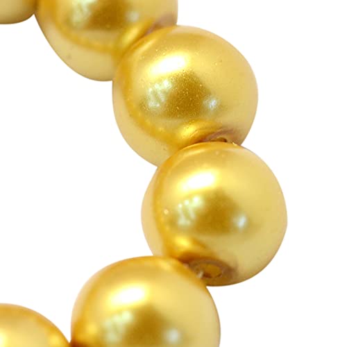 Cheriswelry 200 pcs 8mm Glass Pearl Beads Round Pearlized Spacers Painted Satin Luster Glass Pearl Charms for Jewelry Bracelet Earrings Making Gold - Image 3