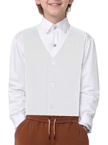 Choomomo Toddler Boys 3 Button Formal Suit Vest V Neck & Sleeveless, Solid Color & Regular Fitted3