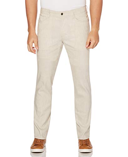 Cubavera Men's Blend 5-Pocket Pant with Stretch, Natural Linen, 36W x 32L