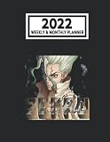 2022 Weekly & Monthly Planner: Dr. Stone Anime Manga Senku Ishigami Art Size 8.5 x 11 Calendar Schedule Organizer with 12 Monthly and 52 Weekly Pages for Women, Home, School and Office