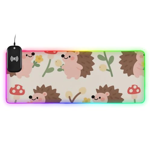 Tapis de souris de bureau lumineux hérisson mignon 90x40cm
