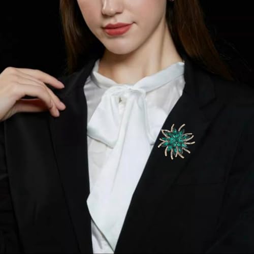 Image of Large Crystal Flower Brooch Pin for Women Red purple pink green Rhinestone Flower Lapel Pin Wedding Party Birthday Dance Banquet Dress Suit Ceremony Clothes Hat Bag Accessories Jewelry