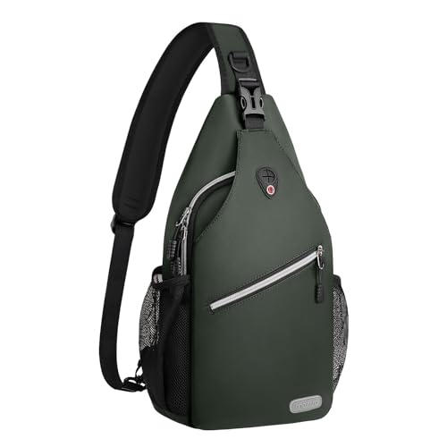 MOSISO Brusttasche Sling Bag Sling Rucksack Schulterrucksack,Polyester Multipurpose Crossbody Schultertasche Umhängetasche Sporttasche Reise Wander Daypack für Herren Damen, Smaragdgrün,Mittel
