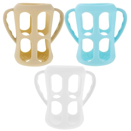 Abaodam 3pcs Silicone Baby Bottles Sleeve With Handles Silicone Protective Sleeve Replacement Sippy Cup Covers For Wide-Neck Gla