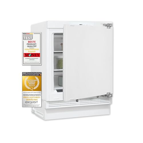 Exquisit Unterbau Gefrierschrank UGS105-FE-010E | Nutzinhalt: 101 L | Alarm-Funktion | 4-Sterne-Gefrieren | Festtürmontage | Unterbaugerät
