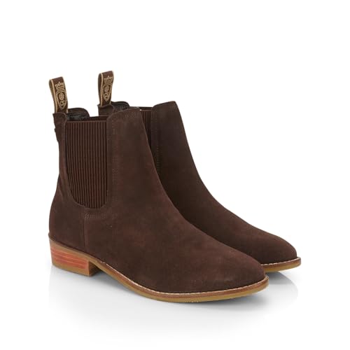 Catesby Zaara Premium Suede Leather Womens Boots Comfortable Lightweight Chelsea Boots, Brown, UK 5