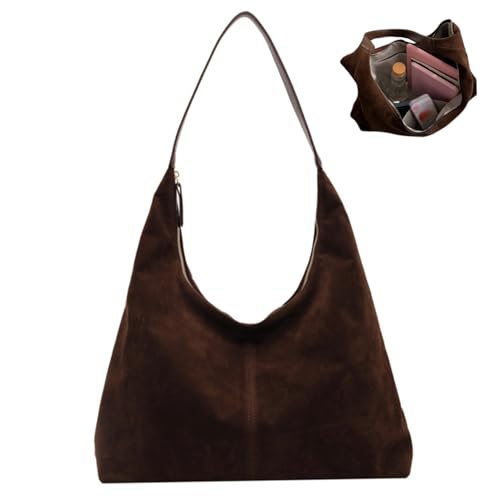 Bolso de ante para mujer ideal para el día a día y viajes de gran capacidad café 5