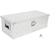 SCITOO 30' Diamond Plate Aluminum Truck Bed Tool Box,Heavy Duty Crossover Storage for Most Full Size Pickups,Lockable Weatherproof Chest,Fits 30 Inch Truck Beds,Easy Access to Load and Unload