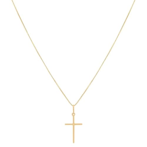 Cordão Corrente Veneziana 60cm Pingente Cruz Crucifixo Banhado Ouro18k