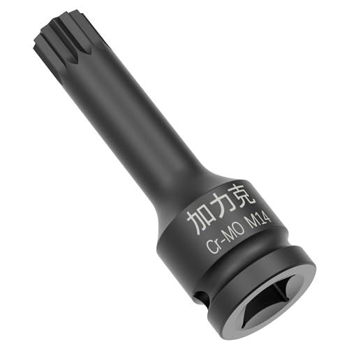 FOCMKEAS 1/2-Inch Drive x M14(14mm） Impact XZN Triple Square Spline Bit Socket, Metric Lengthen Screwdriver Socket Adapter, 3-Inch Length, CR-MO Steel, One-Piece Construction, Black