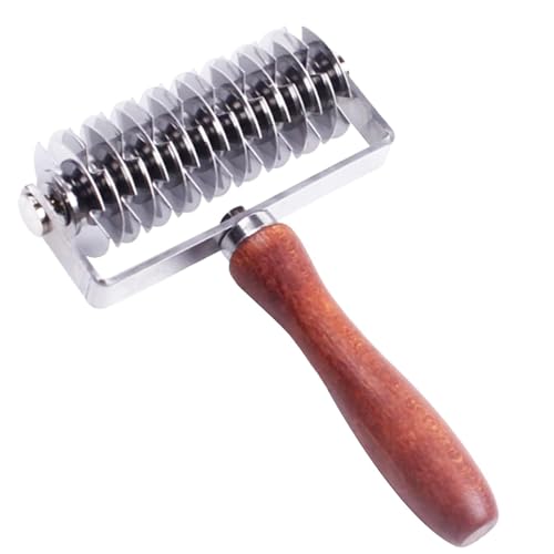 Wjelet Stainless Steel Pastry Roller with Wood Handle: Lattice Cutter for Home Baking