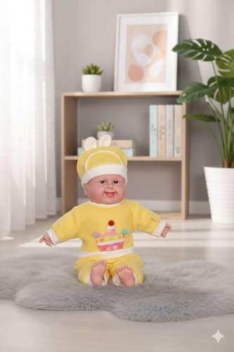 Image of MEMAN Cute Baby Boy Doll - Soft Plush Teddy Toy with Touch Sensor, Talking & Musical Features for Kids, Boys & Girls | Interactive Playtime Companion (Yellow)
