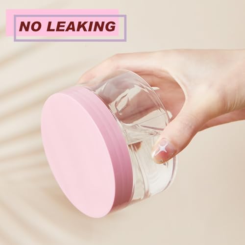 Dandat 72 Pcs 8 oz PET Loose Powder Containers Plastic Jars with Lid and Label, Leak Proof Empty Cosmetic Jars for Lotion, Cream, Gel, Powder - Refillable Travel Storage Containers(Pink)4