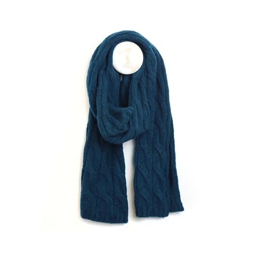 Écharpe longue bleu canard MAIA GIFTS en maille torsadée chaude