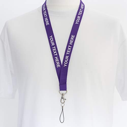 ROLSELEY Personalised Blue Dark Lanyard Neck Strap with Printed Custom Text (White/Silver) with Safety Breakaway