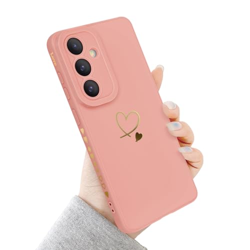 Newseego Coque pour Samsung Galaxy S26 Plus 5G, Doré Amour Coeur Motif Housse Silicone Doux Mignon Esthétique Antichoc Fine S26 Plus Coque Protection...