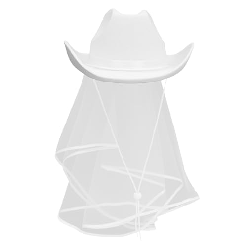 Chapeau de cowgirl blanc avec voile pour un enterrement de vie de jeune fille