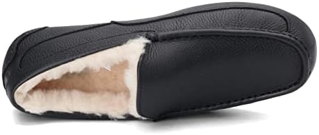 UGG Men's Ascot Slipper, Black Leather, 11 | Image 5