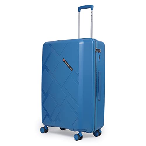 Image of SWISS MILITARY Star Luggage Bag, Textured Hard-Sided Trolley Bag, Cabin Luggage, Overnighter Trolley Bags|Durable ABS Body, Ergonomic 360 Rotatable Wheels, TSA Lock, 28 inches, Navy Blue, 1