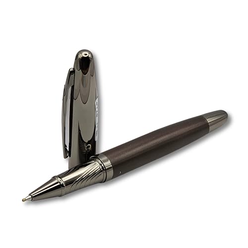 Image of Venti Gun Metal Roller Ball Pen| Titanium Body Color | Ink Color - Black| Novel Gifts For Professionals | Premium Pens For Personal & Professional Use | Japanese Technology | (871-Brown)
