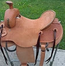 Western Horse Saddle Wade Tree A Fork Ranch Roping Work Handmade Tooled Carved Premium Leather Equestrian Trail Horse Saddle for Horse Riding Size: 10-18 inches Seat, OS206