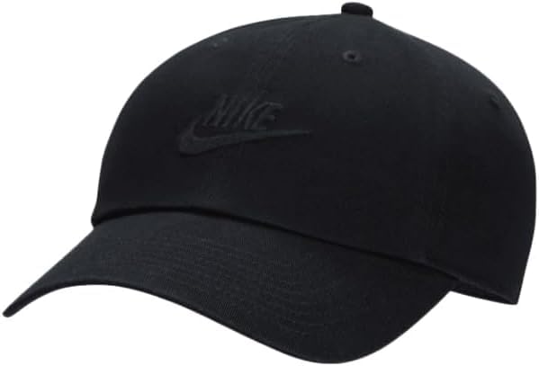 Image of Nike Club Swoosh Cap /w Adjustable Strap - Unisex (US, Alpha, Small, Medium, H86 Black /Black)