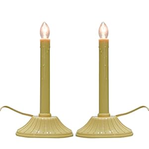   GOOTHY-1-Light-Electric-Window-Candles-2-Pack-Christmas-Candle-Lights-with-4-C7-Clear-Bulbs2-Spare-Plug-in-Electric-Candles-for-Window-Christmas-Weddings-Home-Table-Decorotions-Ivory-2-Pack