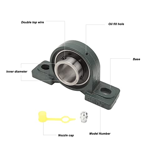 Pillow Block, Cast Iron and Bearing Steel, 1-1/2 Inch Round Pillow Block Bearing with Baked Surface for Water Engineering