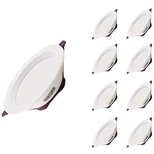Foco LED empotrable de 8 Unidades, 3,5 Pulgadas, 9 W, con Borde Liso de Aluminio, Seleccionable Entre 3000 K, 4000 K y 6000 K.