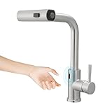 CENOSA Touchless Kitchen Faucet Motion Sensor Hands Free Single Handle Kitchen Sink Faucet with Pull Down Sprayer Brusshed Nickel