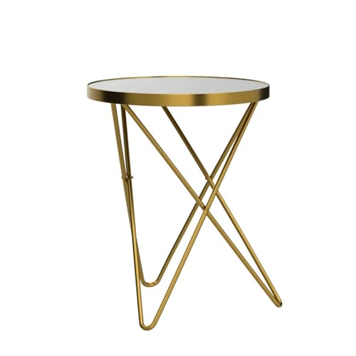 HLR Modern Round Side Table Set of 2, End Table with Marble Effect Top and Gold Metal Frame, Small Side Table for Living Room, Bedroom, Sofa and Couch, Gold Legs, Green Marble top