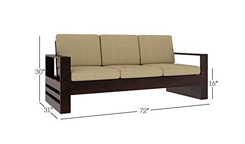 Image of BN Furniture Solid Sheesham Wood Sofa Set 6,5,3&2 Seater Cushioned Back for Living Room Stylish, Durable & Comfortable for Home, Office, Hall, Guest Room (Walnut Finish -White Cushion, 5 Seater)