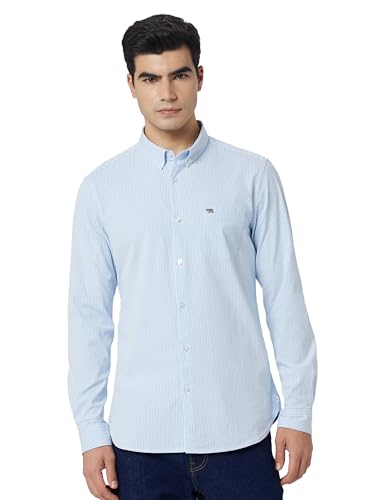 Image of THE BEAR HOUSE Men's Cotton Striped Slim Fit Casual Shirt