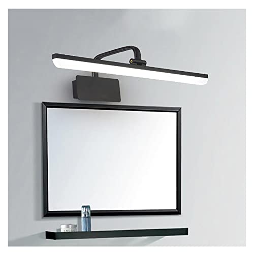 Miroir avant lumière simple moderne noir 56cm avec lampe led trois couleurs pour bain