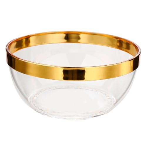 Cenei Beverage Serving Set–Plastic Punch Bowl with Gold Trim, Cocktail Salad Snack Bowls for Weddings& BBQs–Easy to Clean Kit
