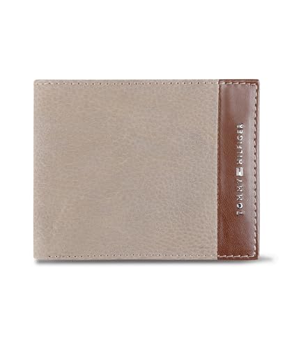Tommy Hilfiger Carteira masculina RFID Everyday Slimfold, prata/bege, Prata/marrom, Carteira Slimfold Rfid Everyday