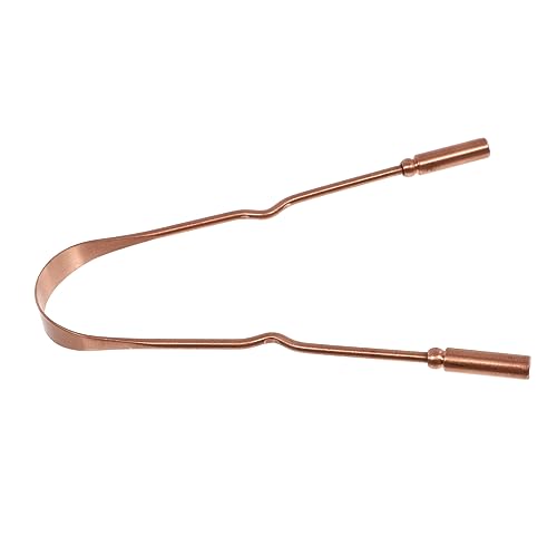 Healvian 1pc Brush - Oral Mouth Scraper Adults Coating Cleaning Supply Scraping Device Scraping Tool Pure Copper Golden
