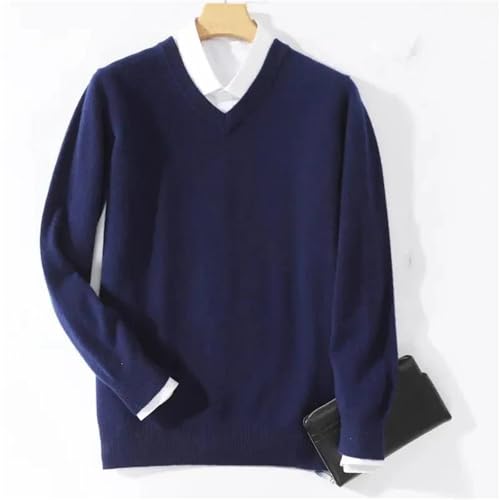 Men Cashmere Sweater Long Sleeve V Neck Knitted Pullover2