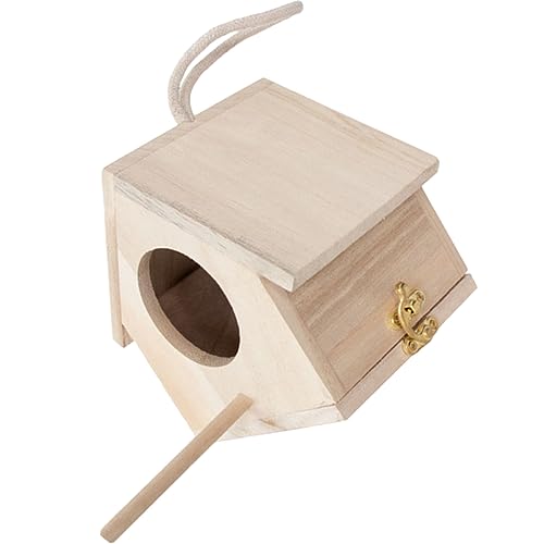 BESPORTBLE 箱 鳥の巣フィーダー 屋外吊り下げ用バードハウス 屋外吊り下げ用バードフィーダー ぶら下げ 屋外用窓用バードフィーダー ぶら下がっている鳥 ログズ フィンチの巣 鳥小屋 木材