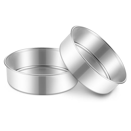 P&P CHEF 7 Inch Cake Pan Set of 2 Stainless Steel Round Cake Baking Pan