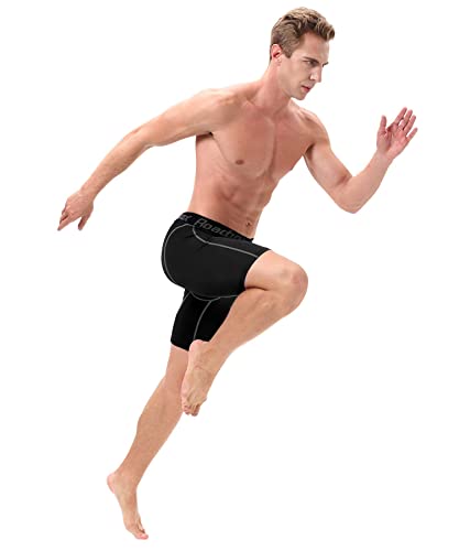 Roadbox Compression Shorts for Men 3 Pack Cool Dry Athletic Workout Underwear Running Gym Spandex Base Layer Boxer Briefs