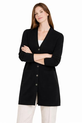 Image of State Cashmere Women's Button Front Cardigan 100% Pure Cashmere V Neck Fashion Sweater Dress with Pockets