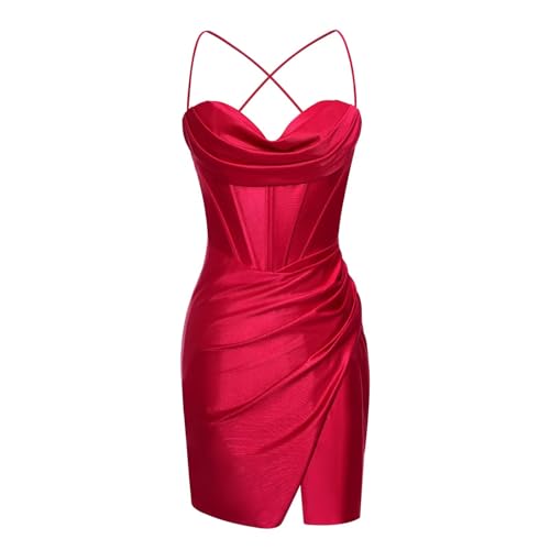 Sweetheart Homecoming Dresses for Teens Spaghetti Straps Satin Tight Mini Cocktail Party Dress AD1352