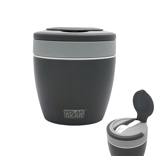 Polar Gear Microwavable Food Containers with Fold Away Cutlery, Polypropylene, 500 milliliters, Grey