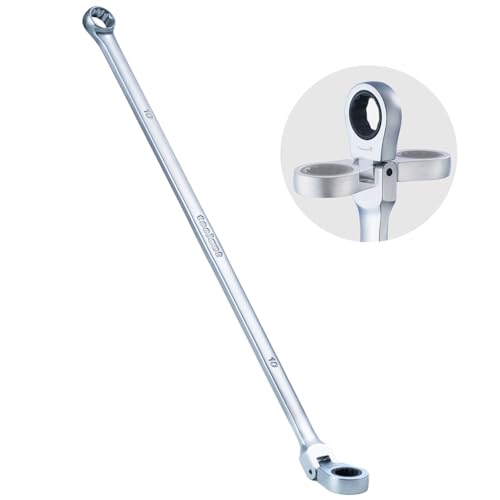 Image of toolant 10mm Extra Long Ratcheting Wrench, Flex Head & Fixed Offset Head Double Box End Combination Wrench, CR-V Steel