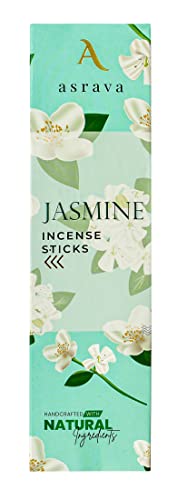 Asrava 100% Natural Ingredient, Ayurvedic Herbs Essential Oils, Pure Handmade Natural Aroma, Chemical Free Incense Sticks Set Of 3 Box (40 Stick Per Box) Pooja Item For Home Jasmine Incense Sticks #TOP4