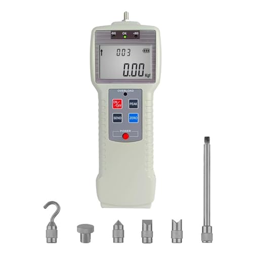High Precision Push and Pull Force Gauge, Digital Force Gauge, Digital Force Gauge with Units (N, Kg, Lb), Real-Time/Peak/Auto Peak Modes, LCD Display, for Tension and Compression Testing