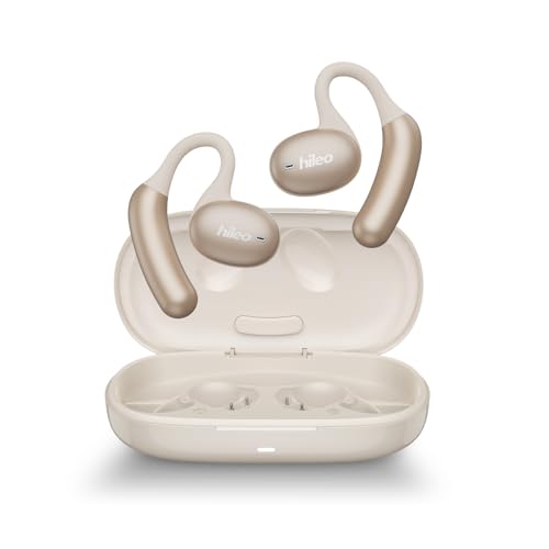 HILEO Open Ear Headphones, 2.4GHz ISM Wireless Earbuds, Long-Lasting Battery(90 Hrs), Bluetooth 5.2, Sport Over Earphones, High-Fidelity Sound, Compact Charging Case, Suitable for Running (White)