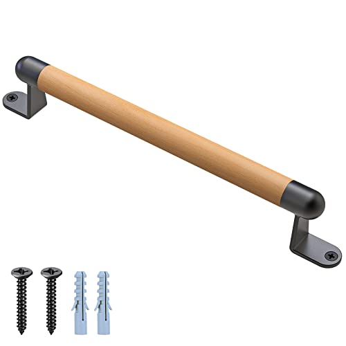Dolibest 17' Wooden Barn Door Pull Handle, Wooden Fence Gate Pull Handle, 2 Durable Metal Support, Heavy Duty Sliding Door Handle for Gate Barn Door, Closet, Garage, Includes Install Hardware